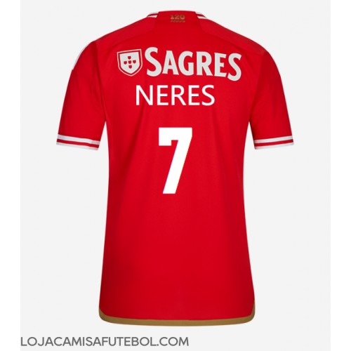 Camisa de Futebol Benfica David Neres #7 Equipamento Principal 2023-24 Manga Curta